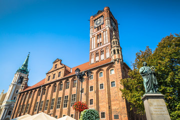 Town hall and Copernicus monument in Torun old town Poland © Lukasz Janyst