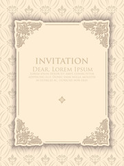 Invitation or wedding card with floral background and elegant floral elements. eps10