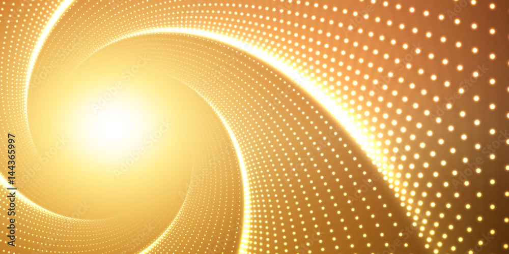 Canvas Prints vector infinite round twisted tunnel of shining flares on orange background. glowing points form tun