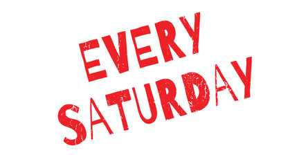 Every Saturday rubber stamp. Grunge design with dust scratches. Effects can be easily removed for a clean, crisp look. Color is easily changed.