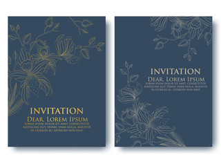 Vector invitation or wedding, cards with floral elements. Elegant floral abstract ornaments. Front and back side of card. Design element. Business cards. eps10