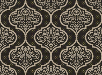 Vector damask seamless pattern background. Classical luxury old fashioned damask ornament, royal victorian seamless texture for wallpapers, textile, wrapping. Exquisite floral baroque template.