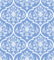 Vector damask seamless pattern background. Classical luxury old fashioned damask ornament, royal victorian seamless texture for wallpapers, textile, wrapping. Exquisite floral baroque template.