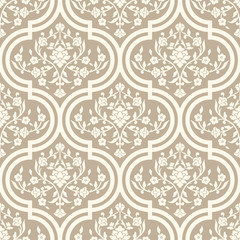 Vector damask seamless pattern background. Classical luxury old fashioned damask ornament, royal victorian seamless texture for wallpapers, textile, wrapping. Exquisite floral baroque template.