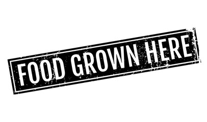 Food Grown Here rubber stamp. Grunge design with dust scratches. Effects can be easily removed for a clean, crisp look. Color is easily changed.