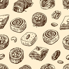 Oriental sweets illustration.