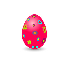 Easter egg with flowers on a white background