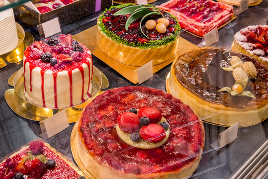 Fruit Cakes In Shop Window