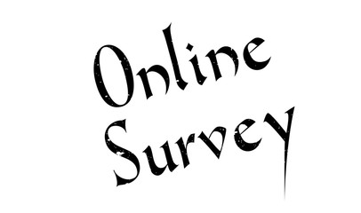 Online Survey rubber stamp. Grunge design with dust scratches. Effects can be easily removed for a clean, crisp look. Color is easily changed.