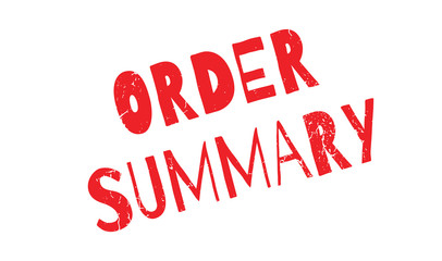 Order Summary rubber stamp. Grunge design with dust scratches. Effects can be easily removed for a clean, crisp look. Color is easily changed.