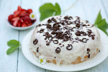 cake with cream and chocolate