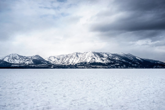 Ice Field And Snowy Mountains