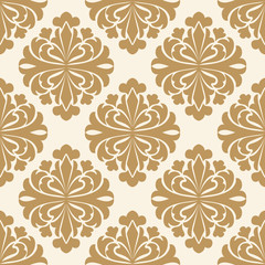 Vector damask seamless pattern background. Classical luxury old fashioned damask ornament, royal victorian seamless texture for wallpapers, textile, wrapping. Exquisite floral baroque template.