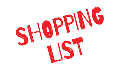 Shopping List rubber stamp. Grunge design with dust scratches. Effects can be easily removed for a clean, crisp look. Color is easily changed.