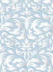 Vector damask seamless pattern element. Elegant luxury texture for wallpapers, backgrounds and page fill. 3D elements with shadows and highlights. Paper cut.