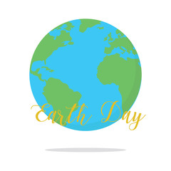 Flat earth day card. Earth