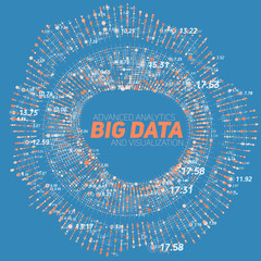 Big data circular visualization. Futuristic infographic. Information aesthetic design. Visual data complexity. Complex data threads graphic visualization. Social network representation. Abstract graph