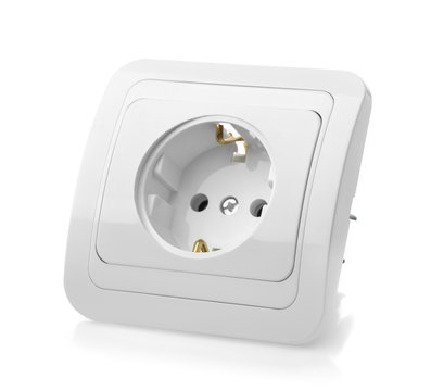 White wall power socket