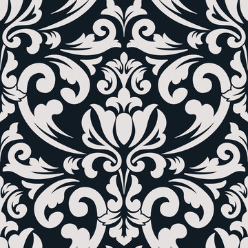 Vector damask seamless pattern element. Classical luxury old fashioned damask ornament, royal victorian seamless texture for wallpapers, textile, wrapping. Exquisite floral baroque template.