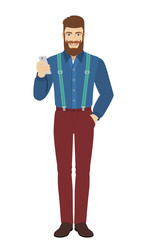 Hipster using mobile phone