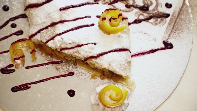 Tasty strudel with the decoration