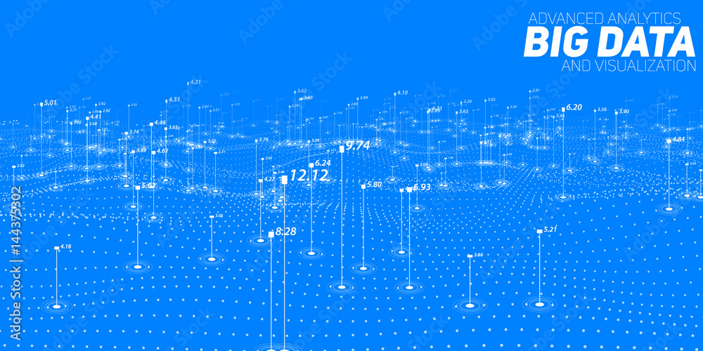 Poster big data blue plot visualization. futuristic infographic. information aesthetic design. visual data 