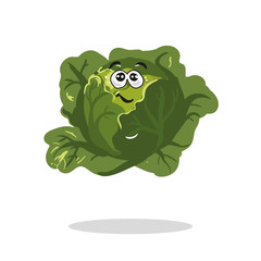 Cabbiage cartoon character with cute face vector