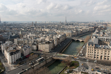 Fototapeta na wymiar Vue de Paris depuis les tours de Notre-Dame