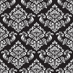 Vector damask seamless pattern background. Classical luxury old fashioned damask ornament, royal victorian seamless texture for wallpapers, textile, wrapping. Exquisite floral baroque template.