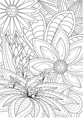Sewing fabric with Black and white pattern for adult coloring book ...