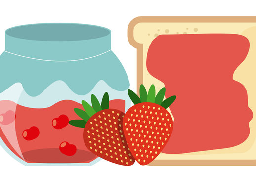 Red and Green Strawberry Jam Food Sticker Set