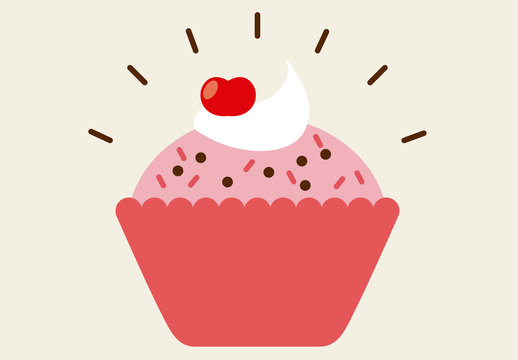 Pink and Cream Cupcake Baking Instruction Illustrations Set