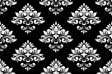 Poster Vector damask seamless pattern background. Classical luxury old fashioned damask ornament, royal victorian seamless texture for wallpapers, textile, wrapping. Exquisite floral baroque template. © garrykillian