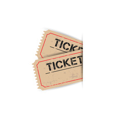 Old ticket with grunge effect. Flat vector illustration on white background.