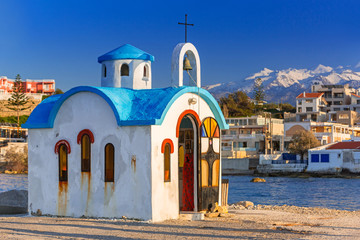 Beautiful chapel on the coast of Kato Galatas on Crete, Greece