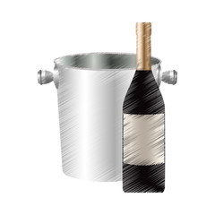 wine bottle and bucket icon image vector illustration design 