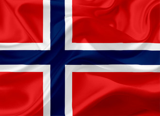 Waving flag of Norway with fabric texture
