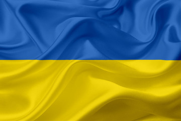 Waving flag of Ukraine with fabric texture