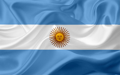 Waving flag of Argentina with fabric texture
