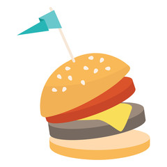 Fast food burger icon / vector cartoon illustration