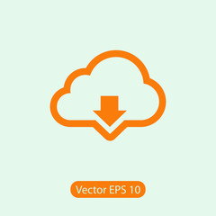 Vector cloud computing download icon, vector illustration. Flat design style