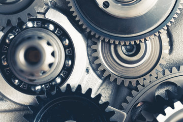 engine gears wheels, closeup view