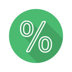 Percent sign. Flat linear long shadow icon