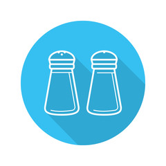 Salt and pepper shakers. Flat linear long shadow icon