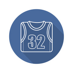 Basketball player's shirt. Flat linear long shadow icon