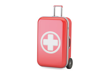 First aid kit for travel concept, 3D rendering