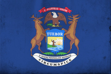 Flag of Michigan with an old, vintage style