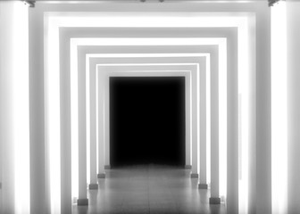 Square Tunnel with White Lights
