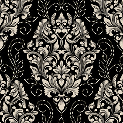 Vector damask seamless pattern element. Classical luxury old fashioned damask ornament, royal victorian seamless texture for wallpapers, textile, wrapping. Exquisite floral baroque template.