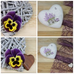 Pansy with wooden heart
